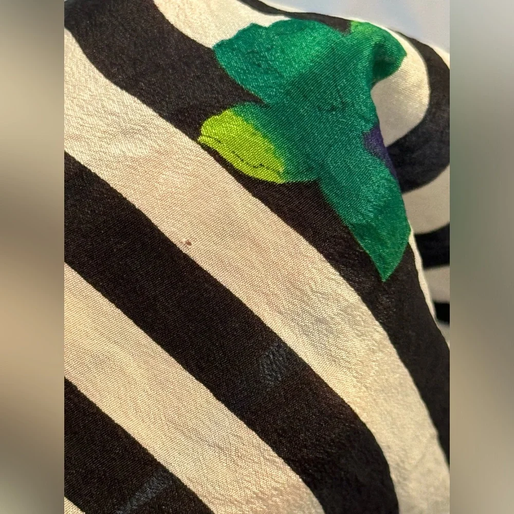 Adrienne Vittadini long silk scarf roses and stripes